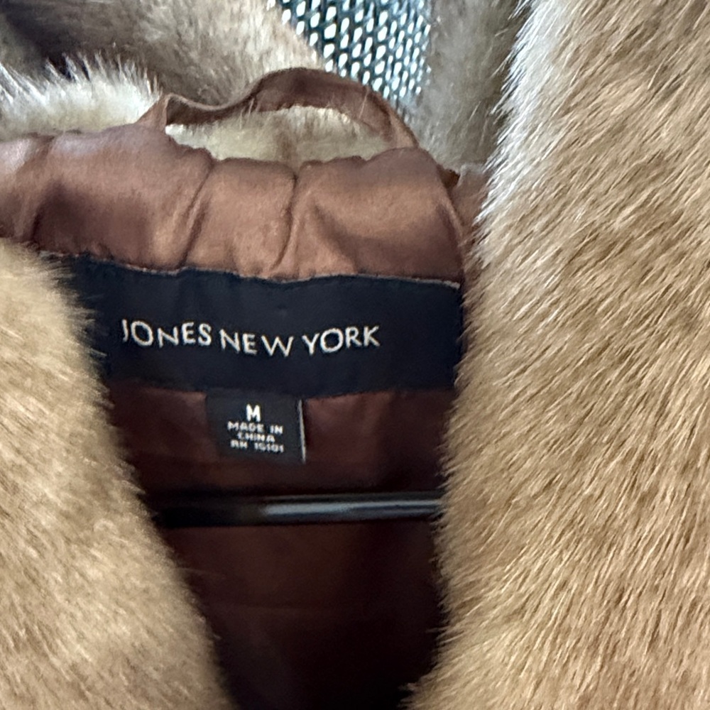 Jones New York Plush Brown Teddy Coat - Picture 2 of 8
